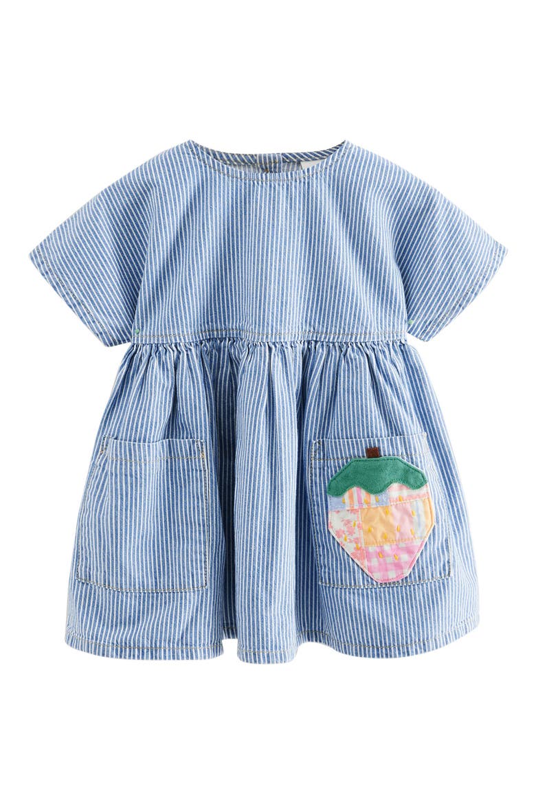 Kids' Strawberry Patch Stripe Denim Dress, Main, color, BLUE