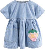 NEXT Kids' Strawberry Patch Stripe Denim Dress