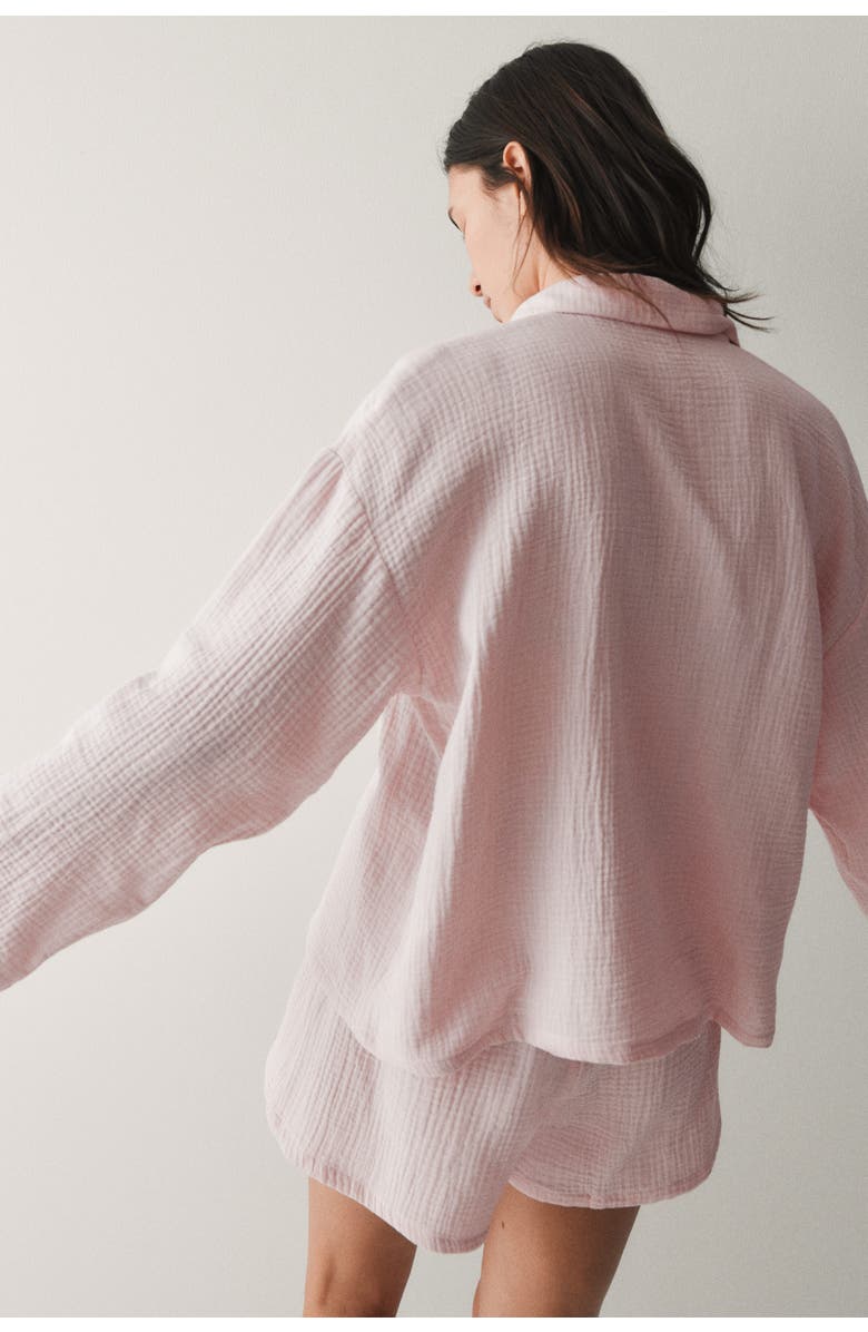 H&M Pyjama Shirt And Shorts, Alternate, color, Light Pink