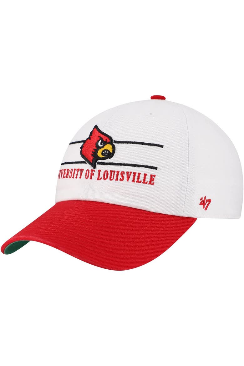Men's '47 White Louisville Cardinals Gridiron Clean Up Adjustable Hat, Main, color, White
