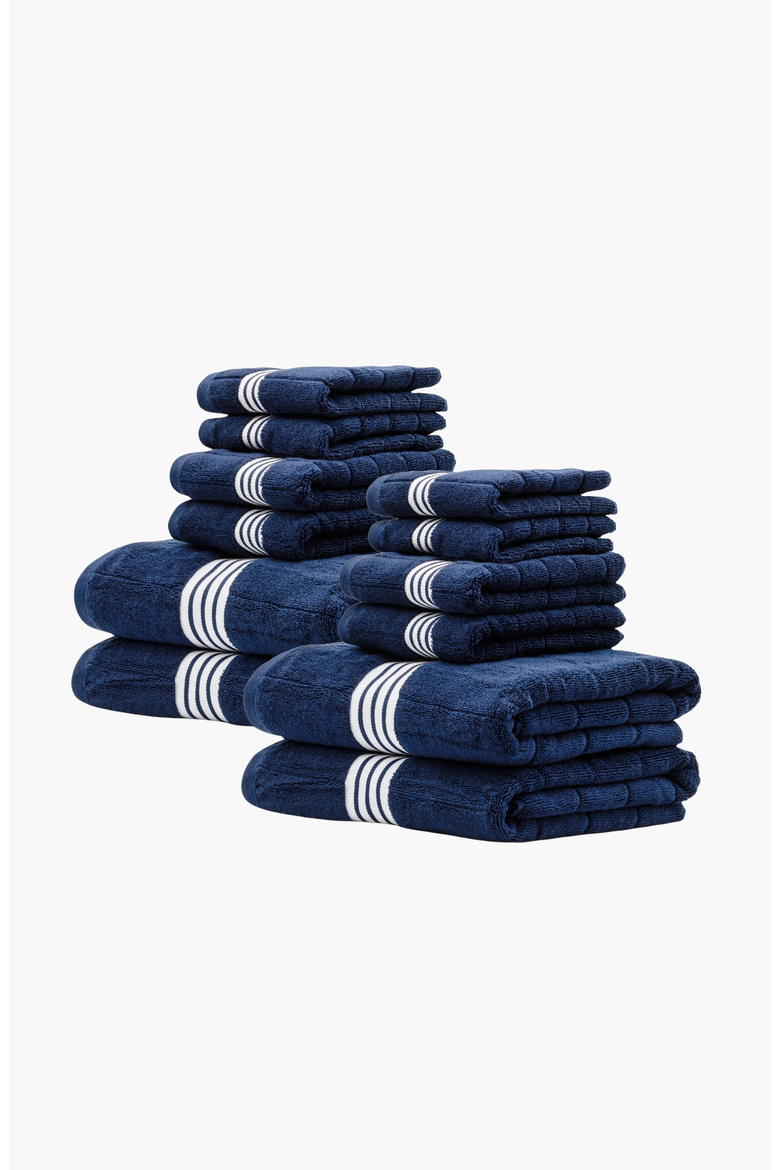 Nautilus 12-Piece Bath Towel Family Set, Alternate, color, Navy / White