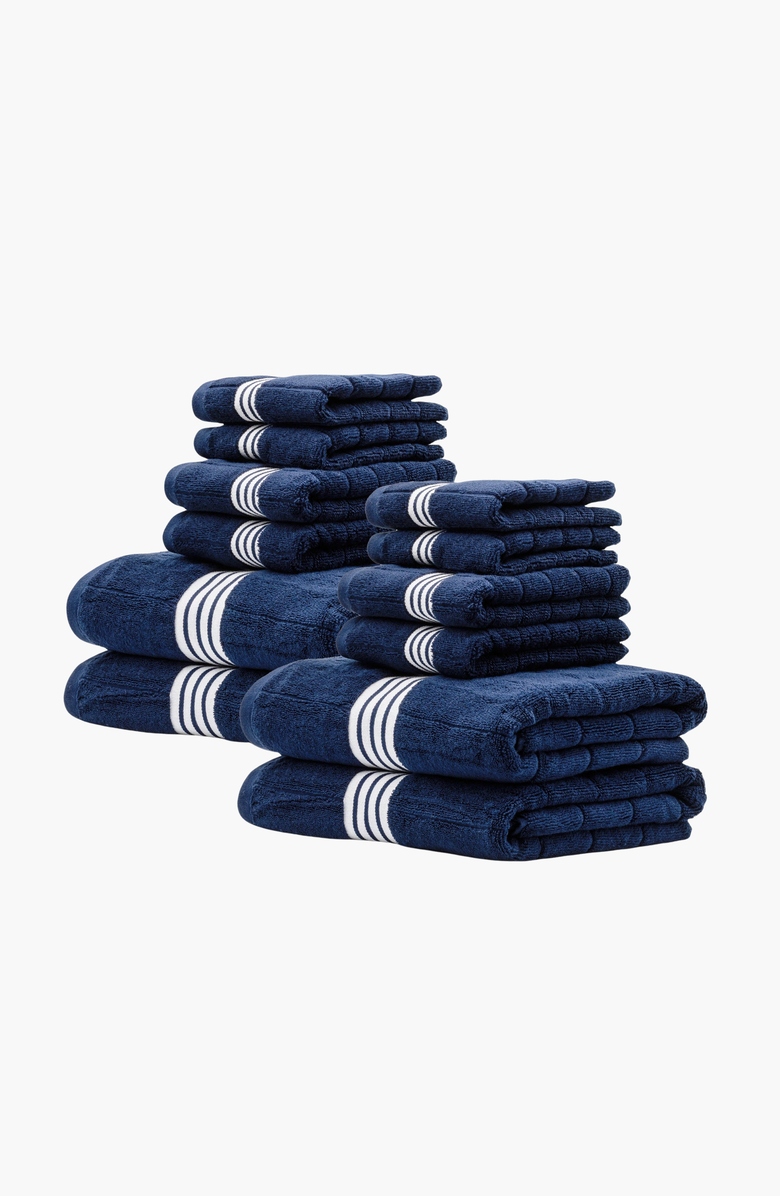 Italic Nautilus 12-Piece Bath Towel Family Set, Alternate, color, Navy / White