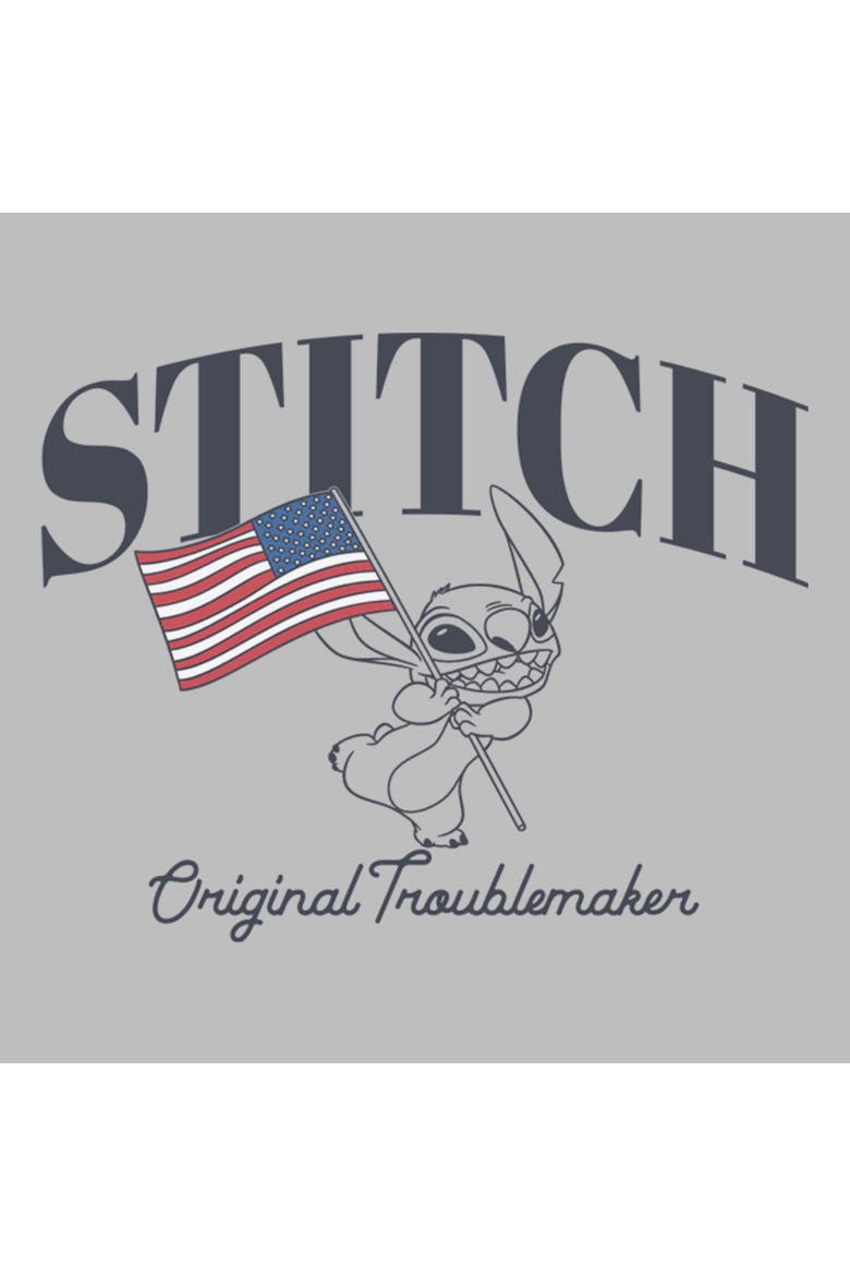 Girl's Lilo & Stitch Original American Troublemaker  Graphic T-Shirt, Alternate, color, Athletic Heather