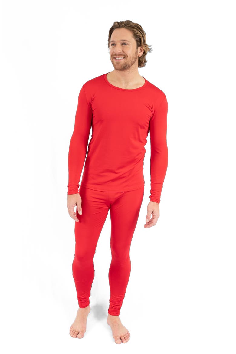 Men's Two-Piece Thermal Long Sleeve Solid Pajamas, Alternate, color, Red