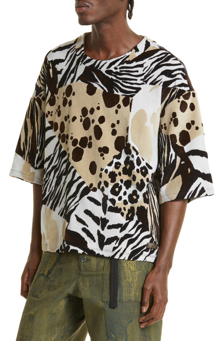 4SDesigns Mixed Animal Print Woven T-Shirt, Alternate, color, 