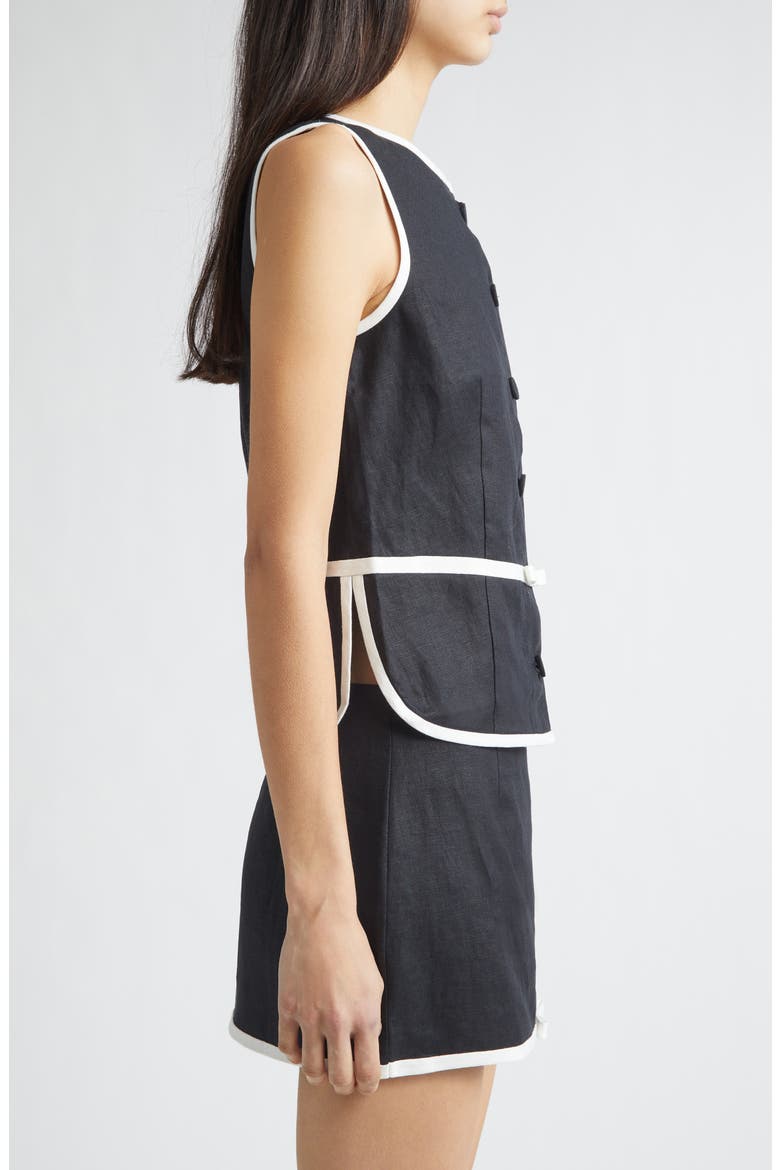 Gender Inclusive Pauline Linen Bow Top, Alternate, color, BLACK