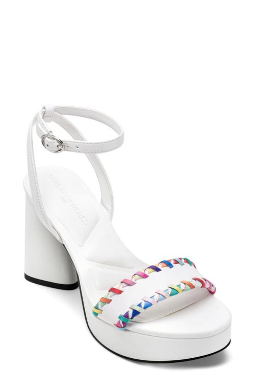Karl Lagerfeld Paris Haden Ankle Strap Platform Sandal In Bright White