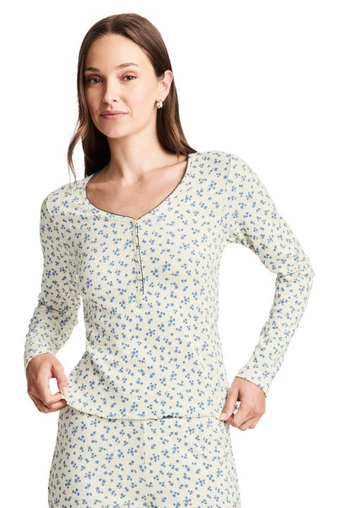 Women's Pointelle Cotton Stretch Sleep Top