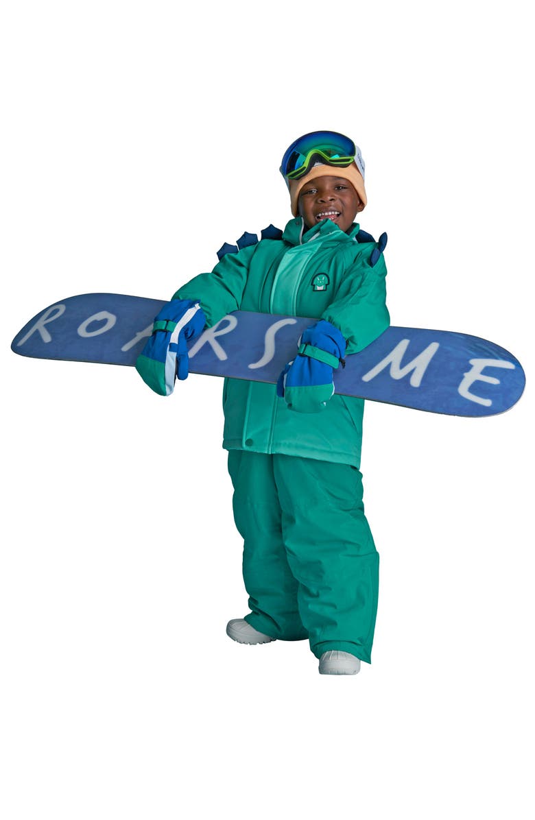 Roarsome Spike the Dinosaur Ski Pants, Alternate, color, Green