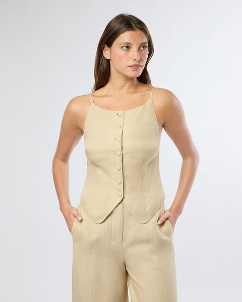 Air Linen High Neck Top