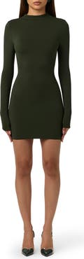 Naked Wardrobe Long Sleeve Mock Neck Minidress