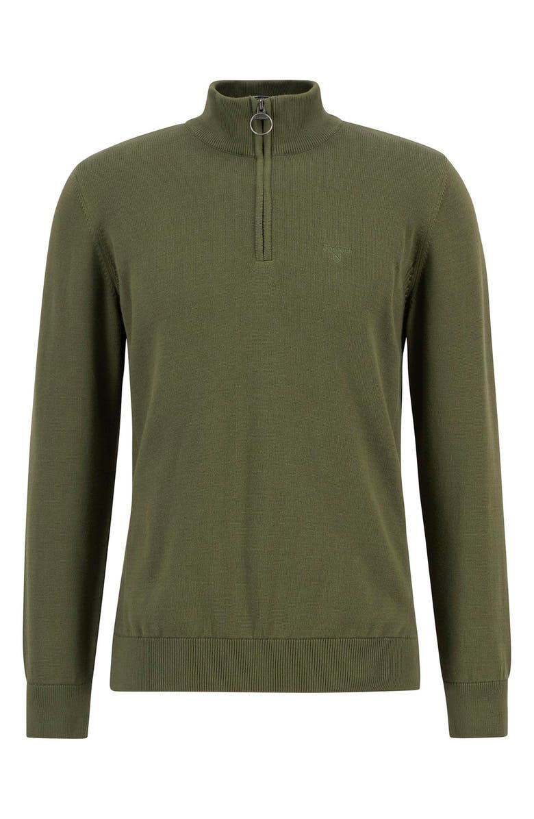 Barbour Cotton Quarter Zip Sweater, Alternate, color, Winter Moss
