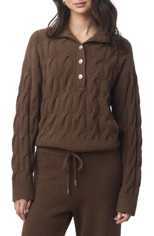 Splendid X @cellajaneblog Cable Half Placket Sweater In Brown