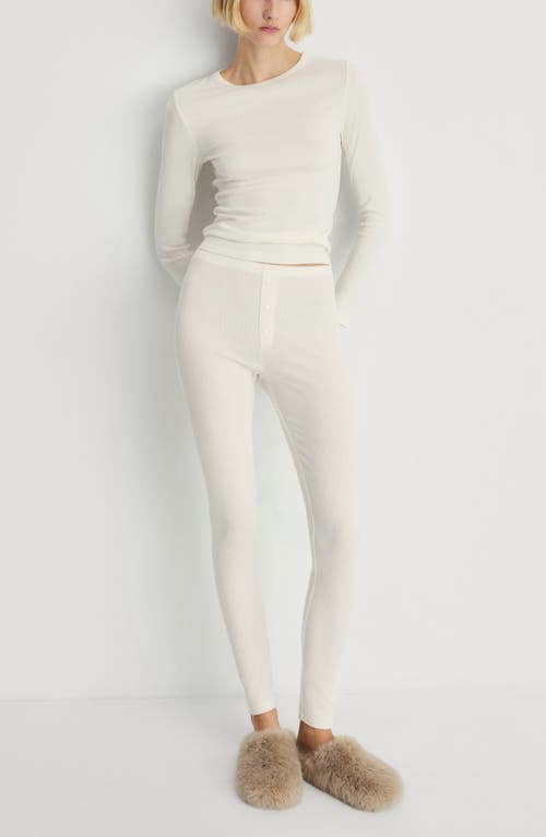 Mango Rib Long Sleeve T-shirt In Vanilla