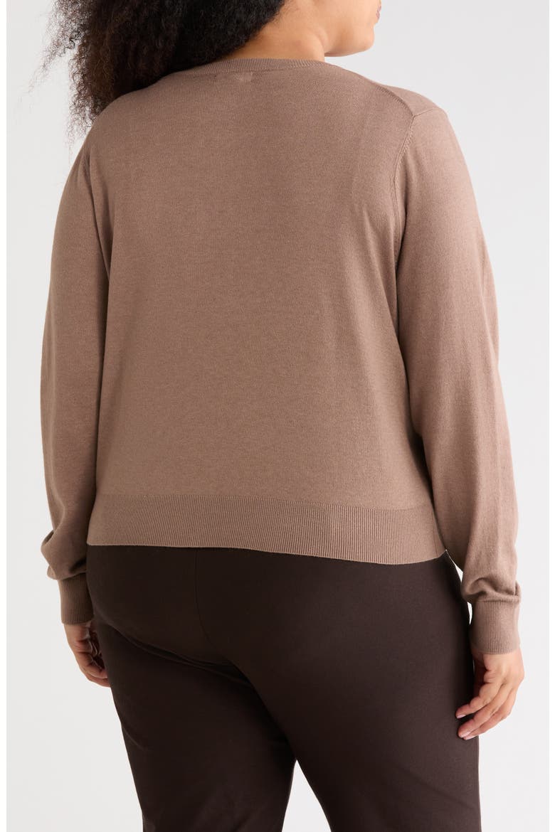 Crewneck Button Front Cardigan, Alternate, color, BROWN LENTIL