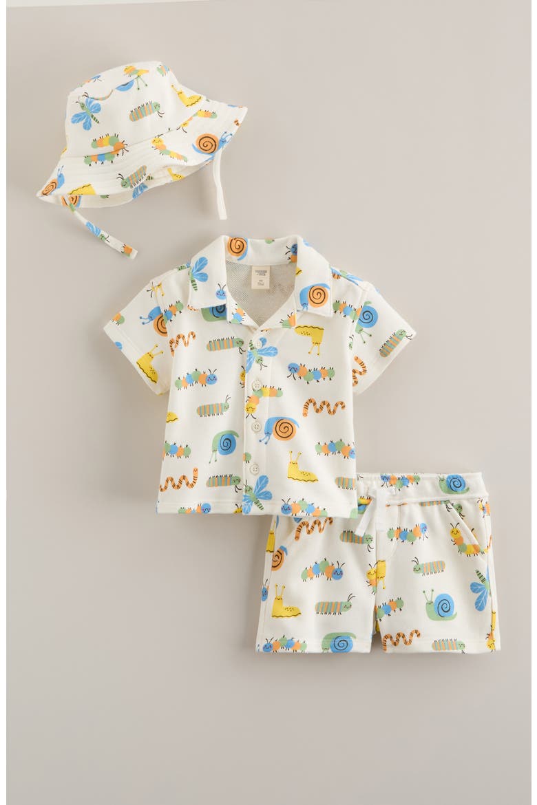 Shirt, Shorts & Hat Set, Main, color, IVORY EGRET BUG COLLECTOR