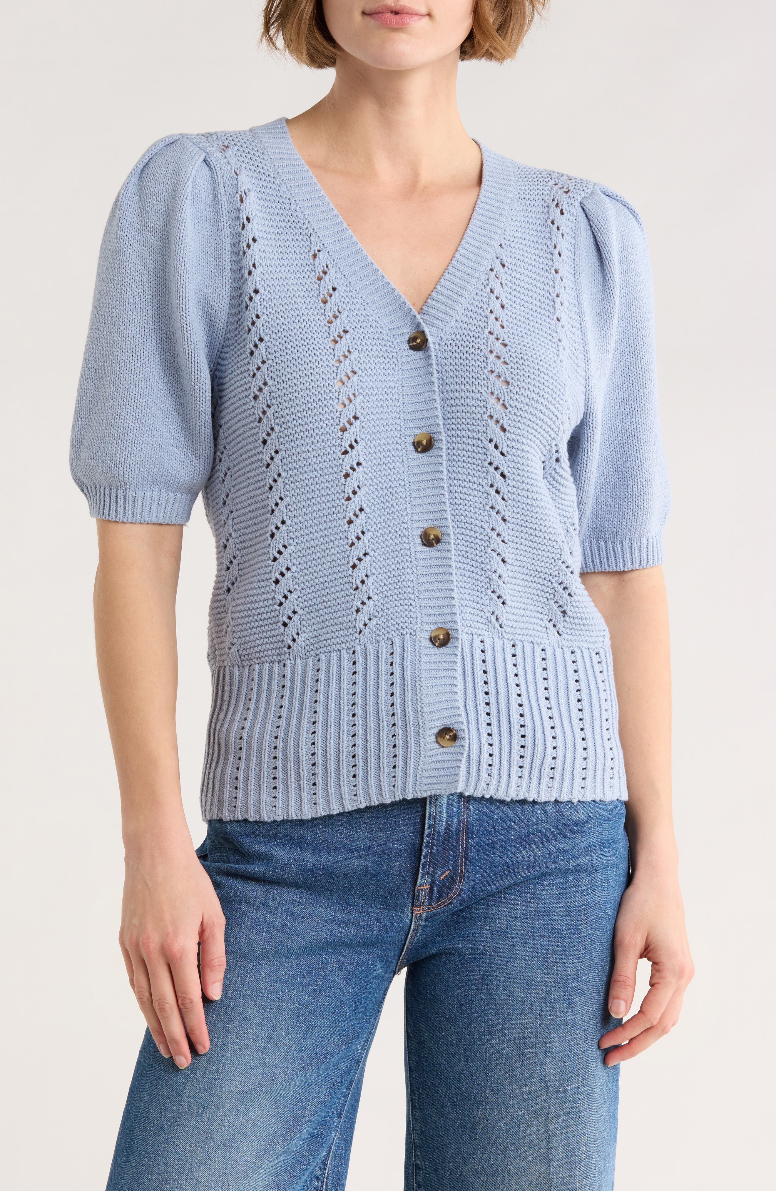 Melrose and Market Pointelle Sweater Cardigan