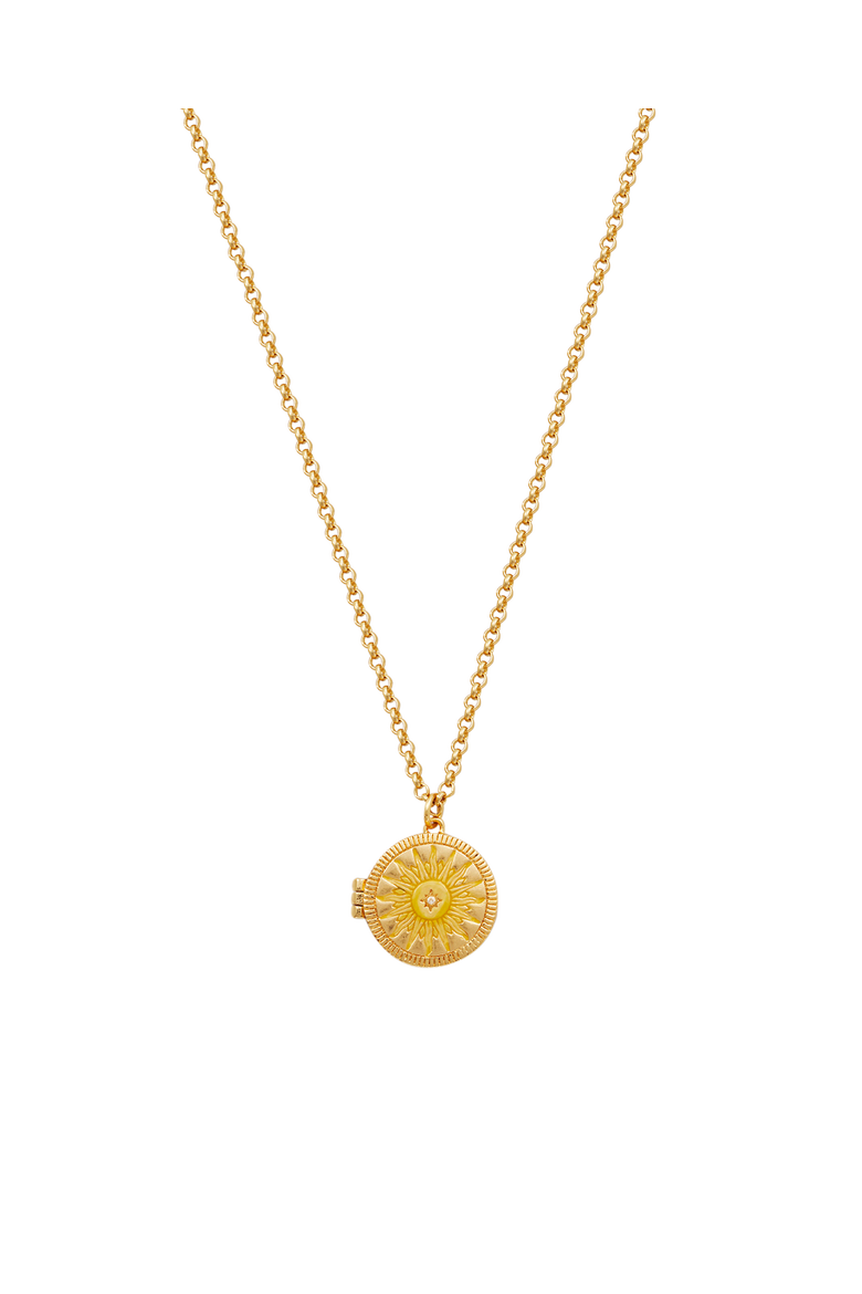 Sun Locket Necklace, Main, color, Gold