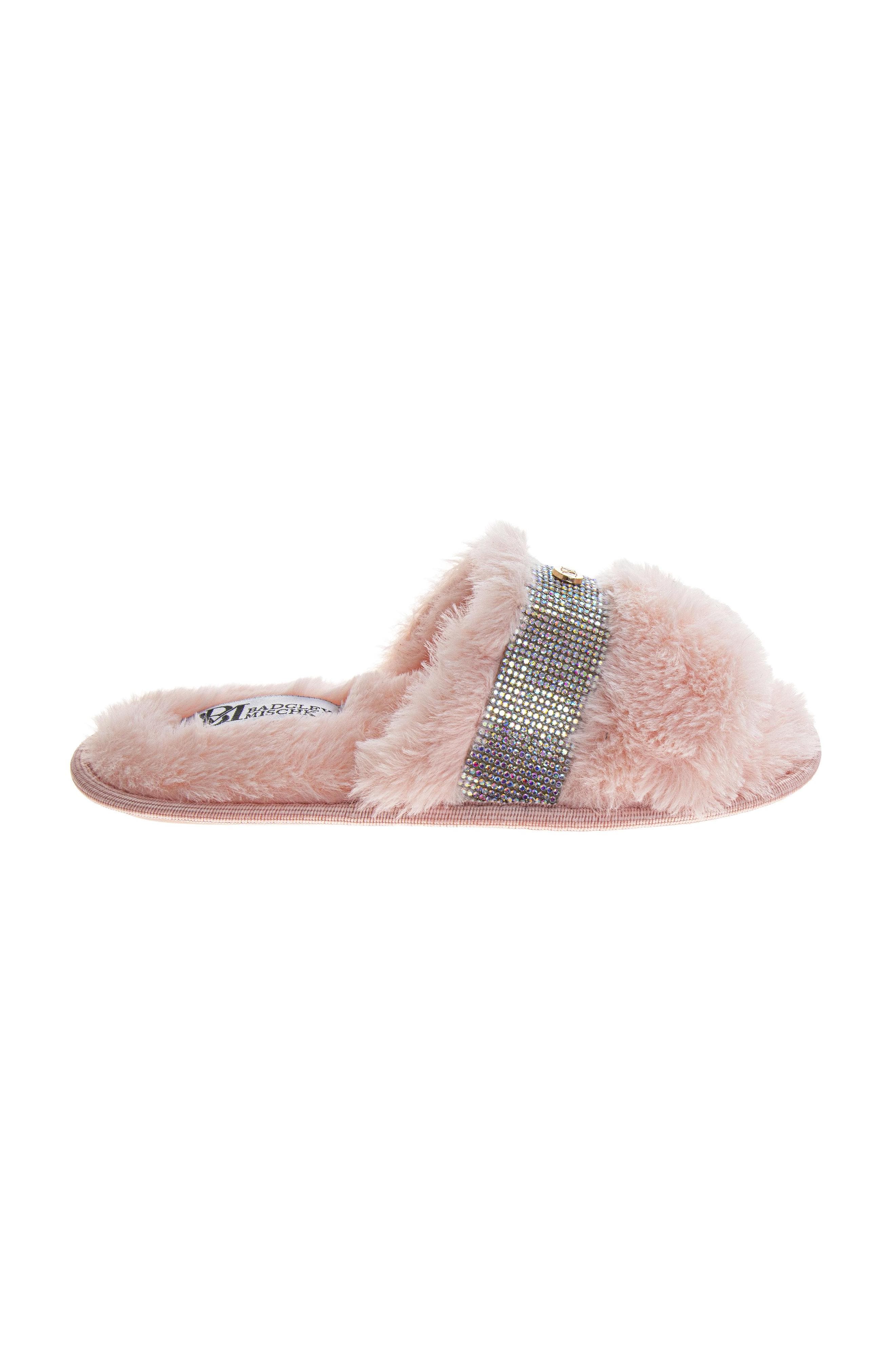 Badgley Ladies Womens Plush Slide Slippers, Alternate, color, PINK