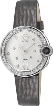 GV2 Perugia Diamond Leather Strap Watch, 33mm - 0.102ct.