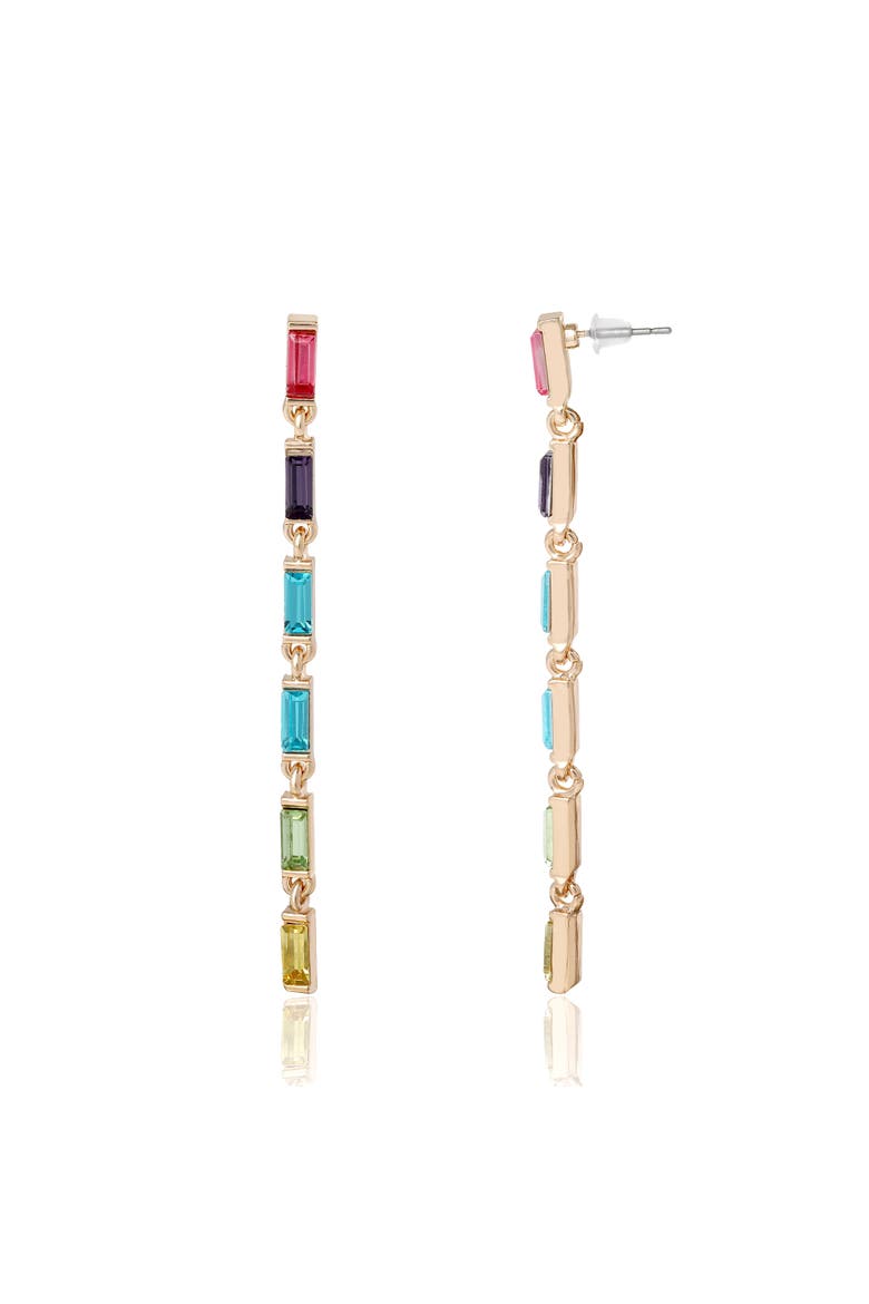 Rainbow Linear Drop Earrings, Main, color, Gold