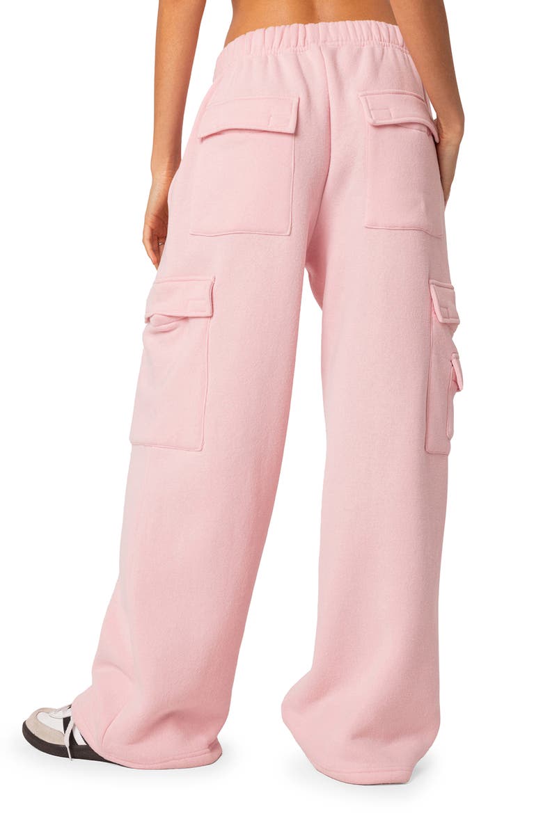 EDIKTED Wide Leg Cargo Sweatpants, Alternate, color, Pink