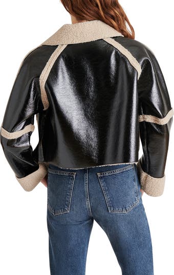 Steve Madden Faux Shearling Trim Faux Leather Jacket | Nordstromrack
