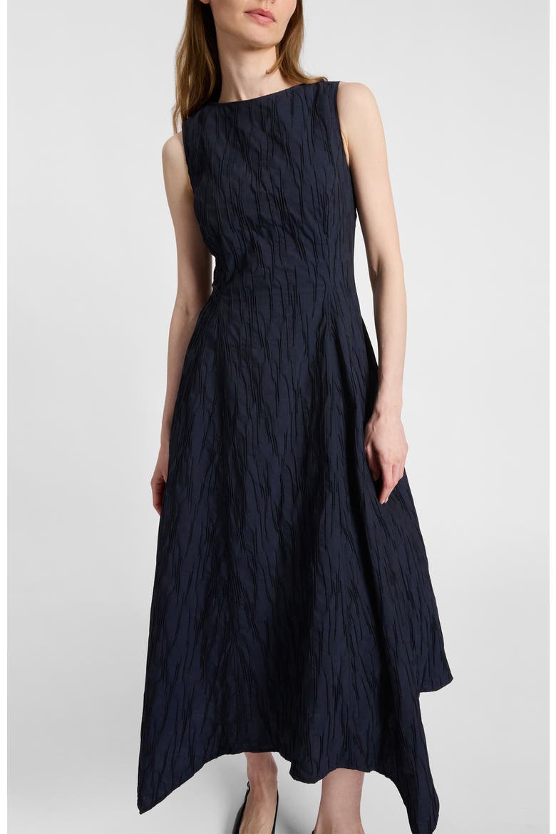 Palma Sleeveless Midi Dress in Abstract Jacquard, Alternate, color, MIDNIGHT
