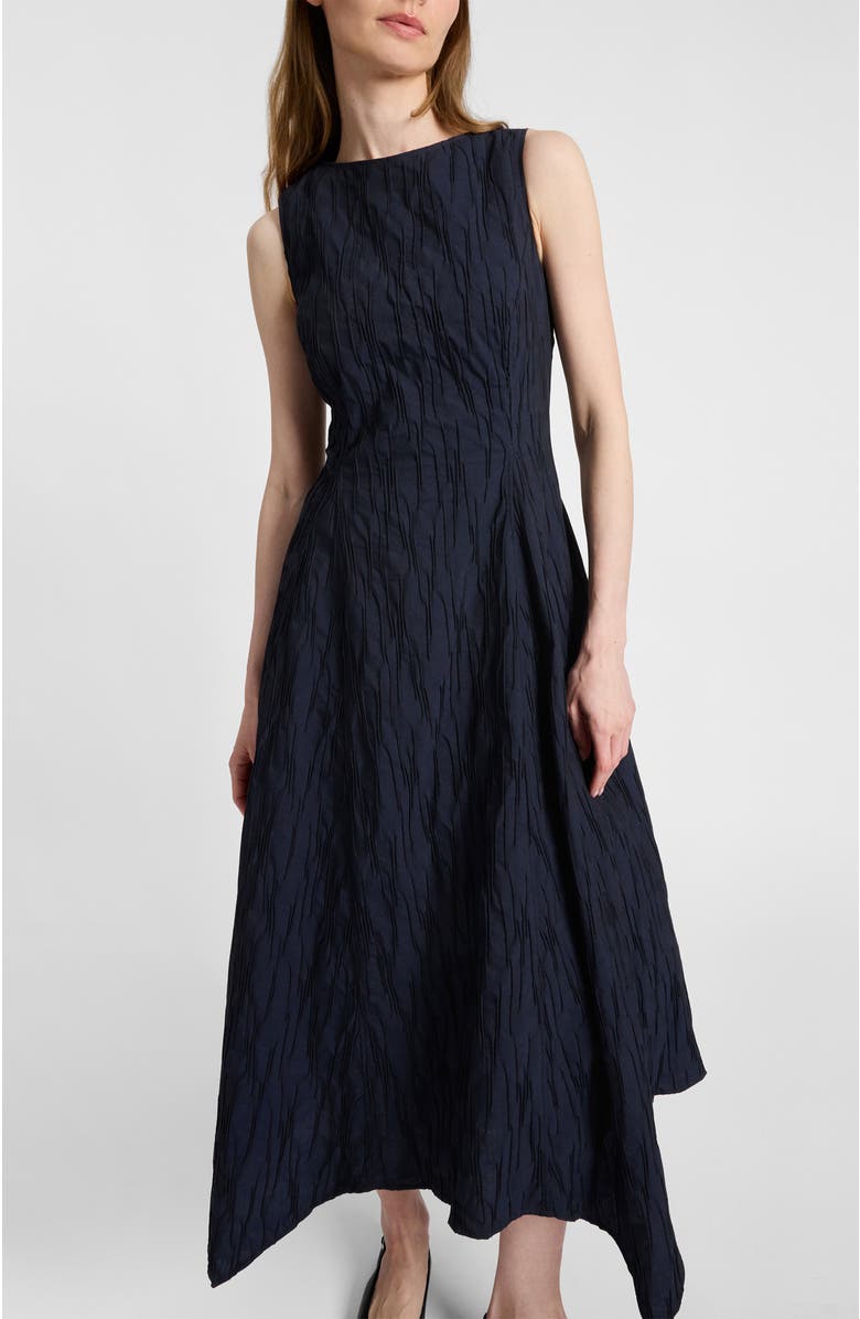 Santorelli Palma Sleeveless Midi Dress in Abstract Jacquard, Alternate, color, Midnight