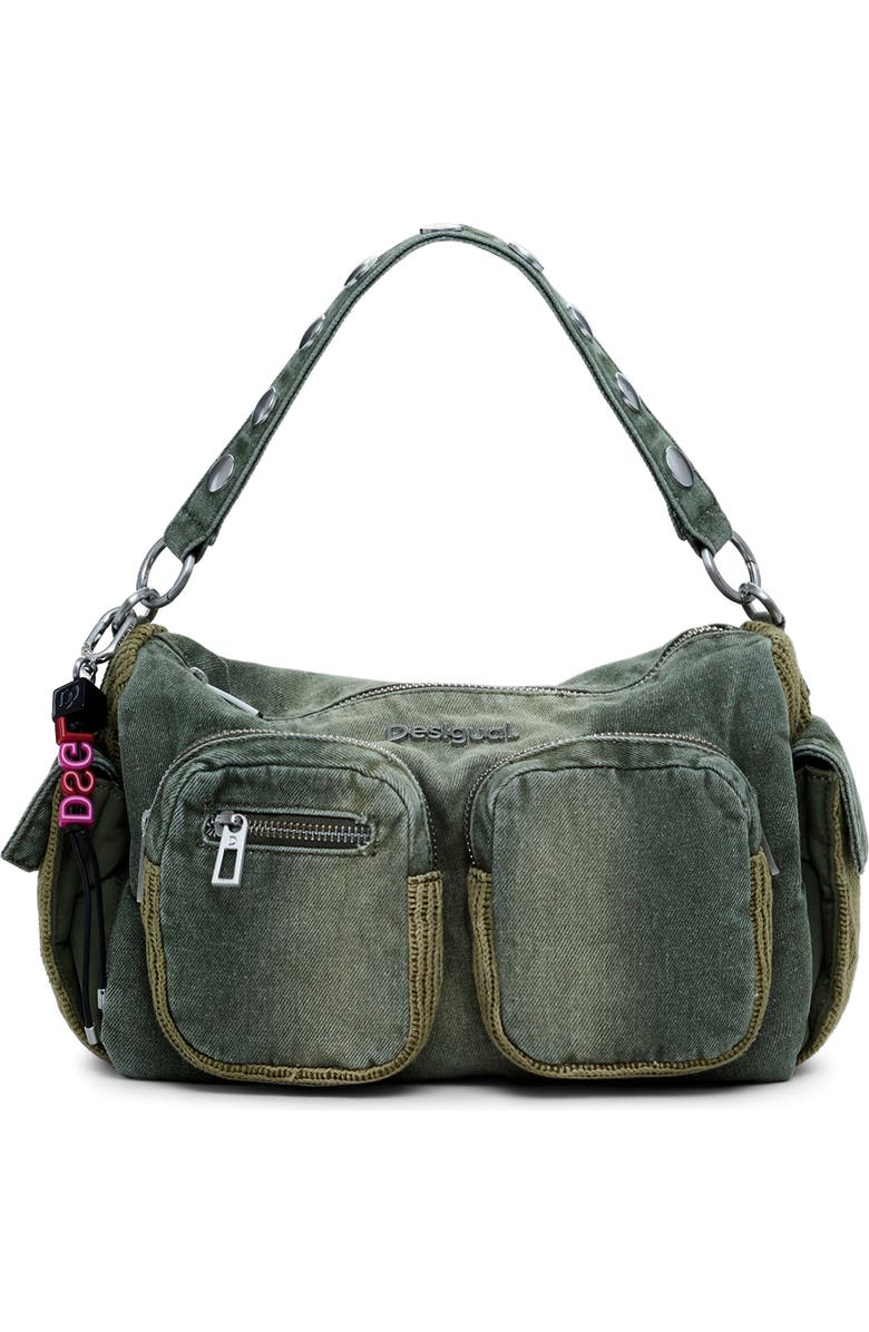 Desigual Denim Shoulder Bag, Main, color, Light Green