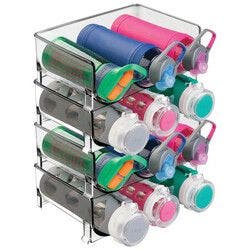 Mdesign Plastic Free-standing Stacking 3 Bottle Storage Rack, 4 Pack ...