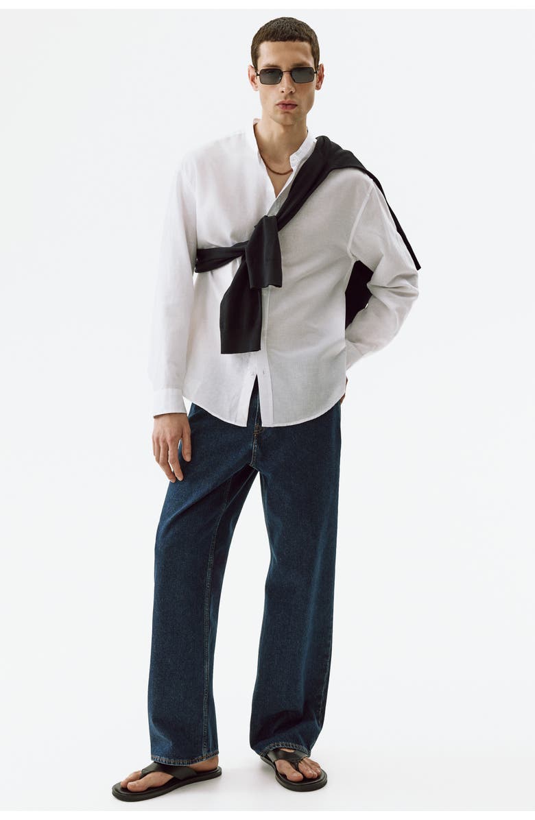 H&M Relaxed-fit linen-blend shirt, Main, color, White
