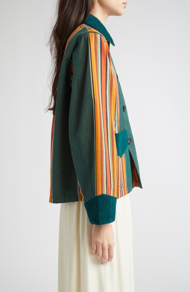 Bode Parakeet Stripe Craft Jacket, Alternate, color, Green Multi