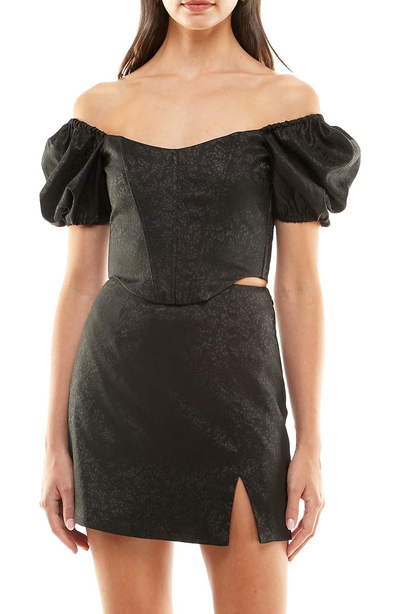 WAYF x Jourdan Sloane Emma Puff Sleeve Corset Top, Main, color, 