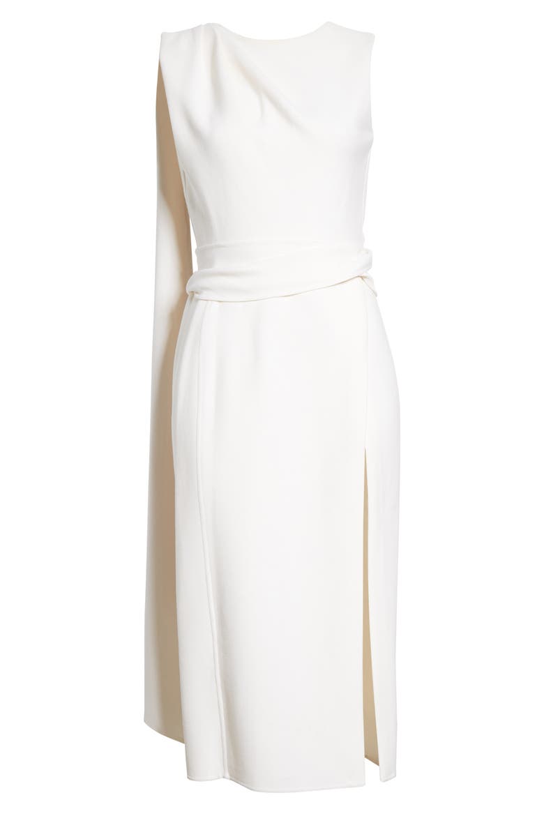 Sash Back Wool Blend Midi Dress, Alternate, color, IVORY