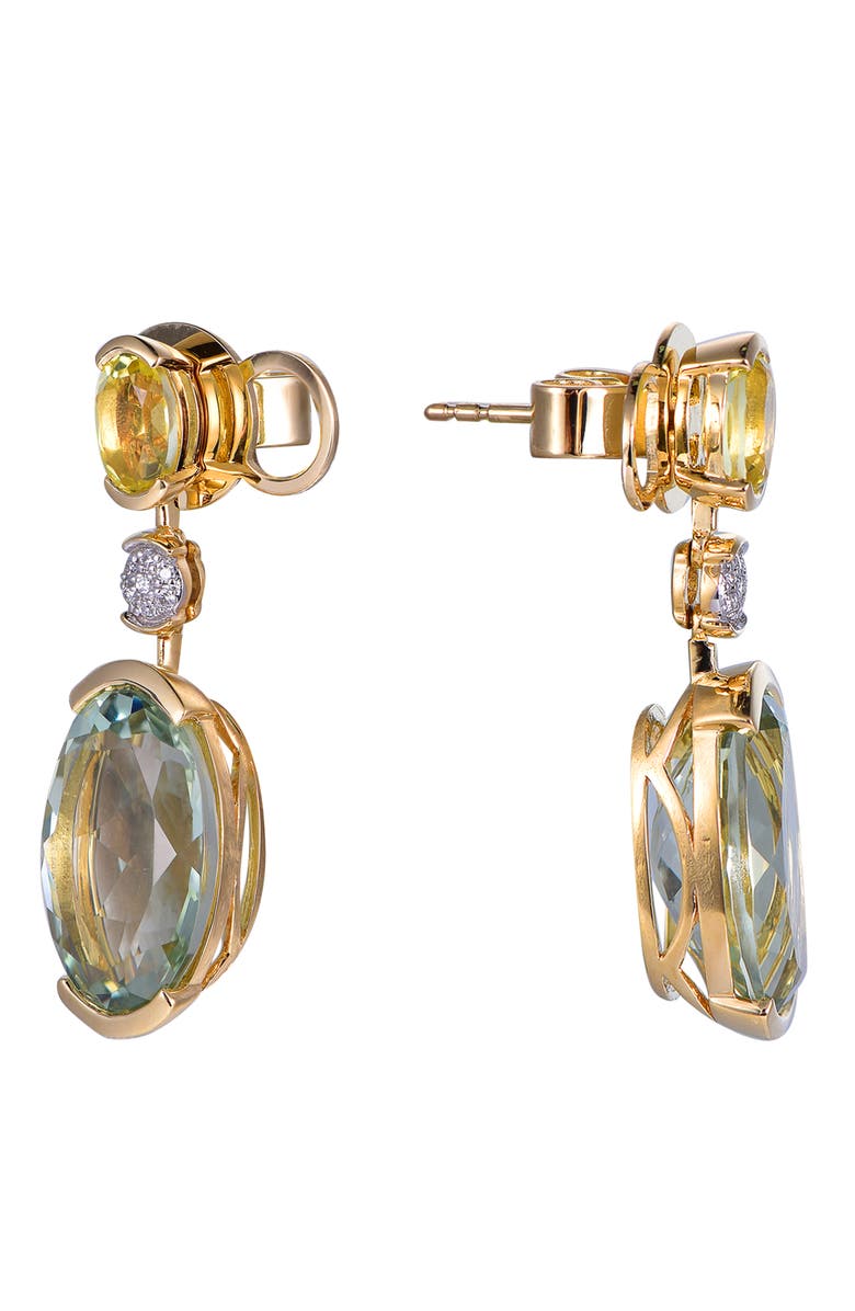 Kahn High Jewelry Green Amethyst & Lemon Quartz Earrings with Diamonds, Alternate, color, Green & Lemon