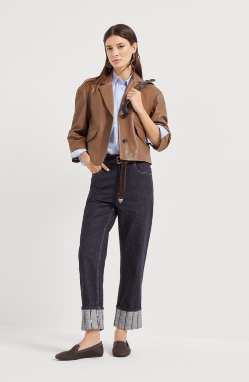Brunello Cucinelli Dazzling Embroidery Trousers In Dark Denim