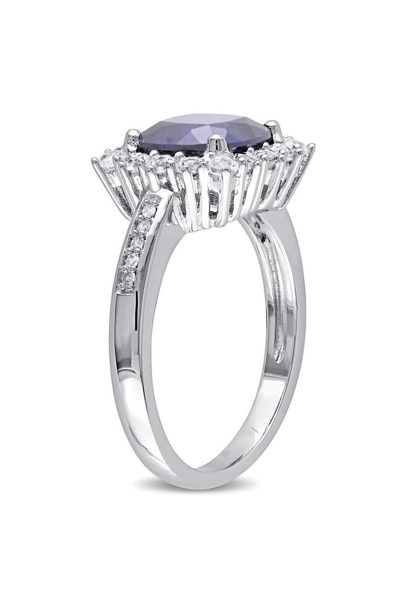 Created Sapphire & Diamond Halo Ring, Alternate, color, Lab-Created Sapphire