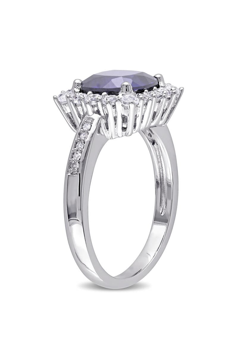 Julianna B. Created Sapphire & Diamond Halo Ring, Alternate, color, Lab-Created Sapphire