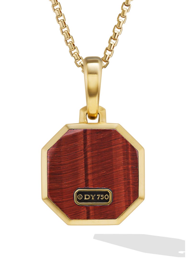 Faceted Stone Amulet Pendant in 18K Yellow Gold, Alternate, color, RED TIGERS EYE/ 18K GOLD