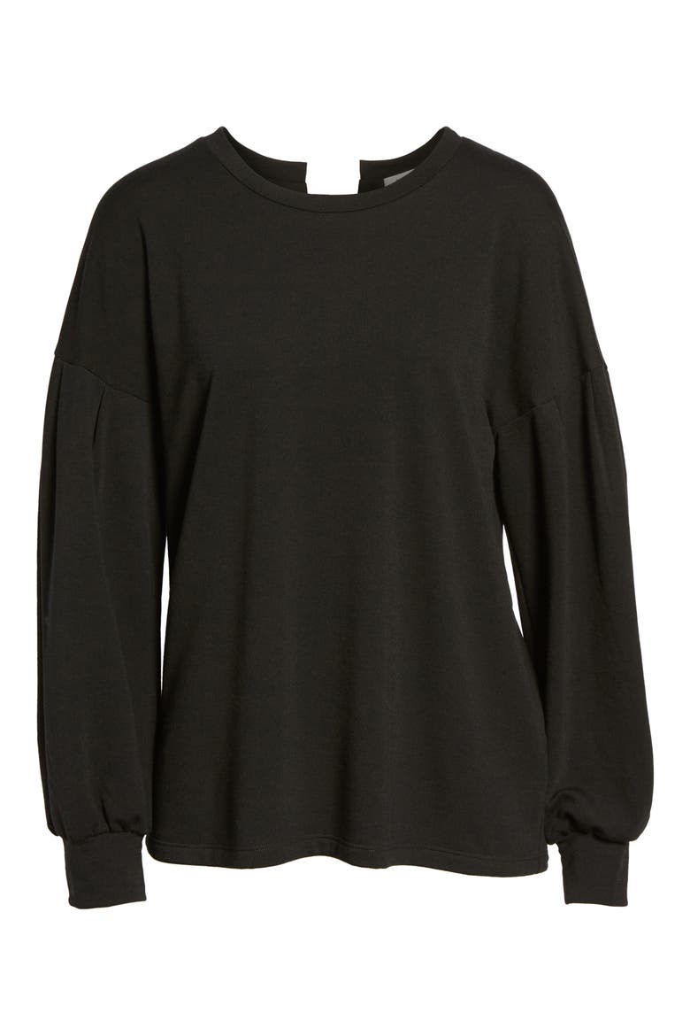 Tie Back Sweatshirt, Alternate, color, BLACK