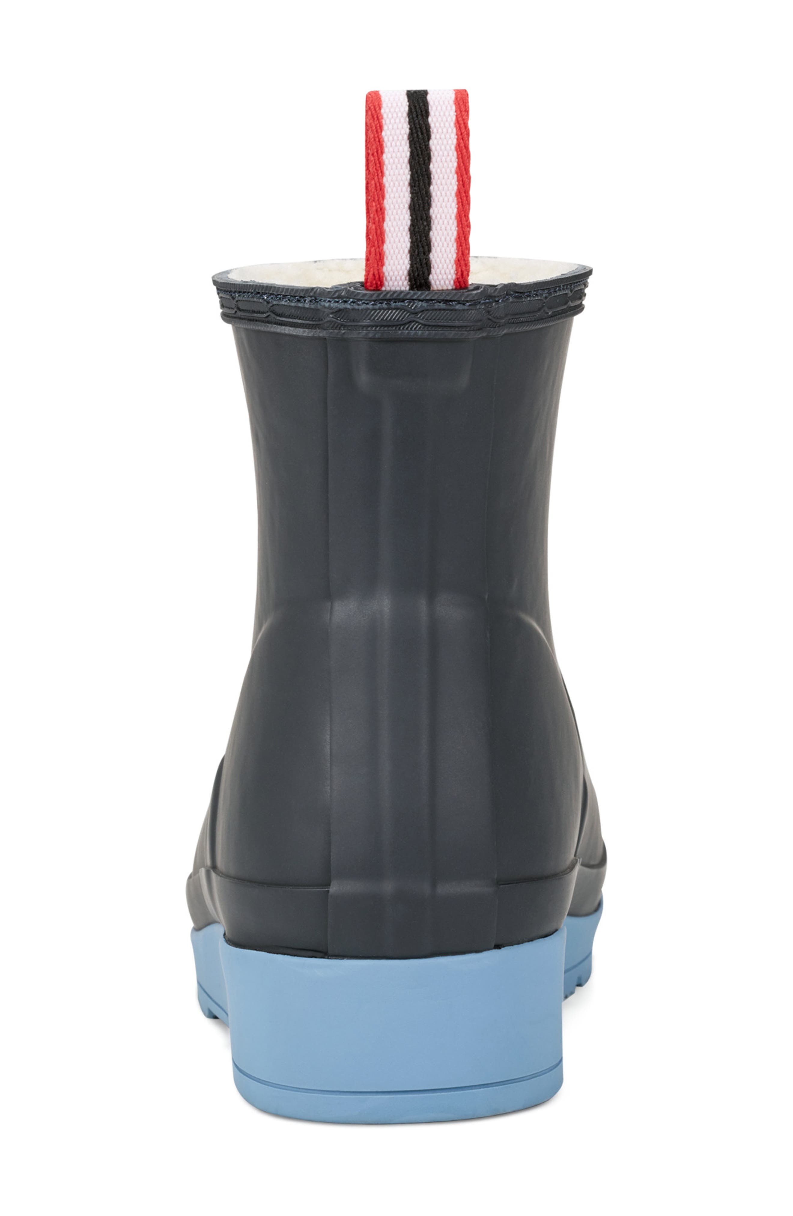 Hunter Play Short Faux Shearling Lined Waterproof Rain Boot, Alternate, color, Hunter Navy
