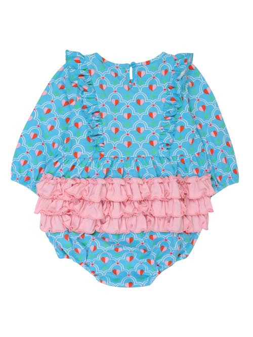 Rufflebutts Baby/toddler Girls Long Sleeve Waterfall Knit Bubble Romper In Sweetheart Blooms