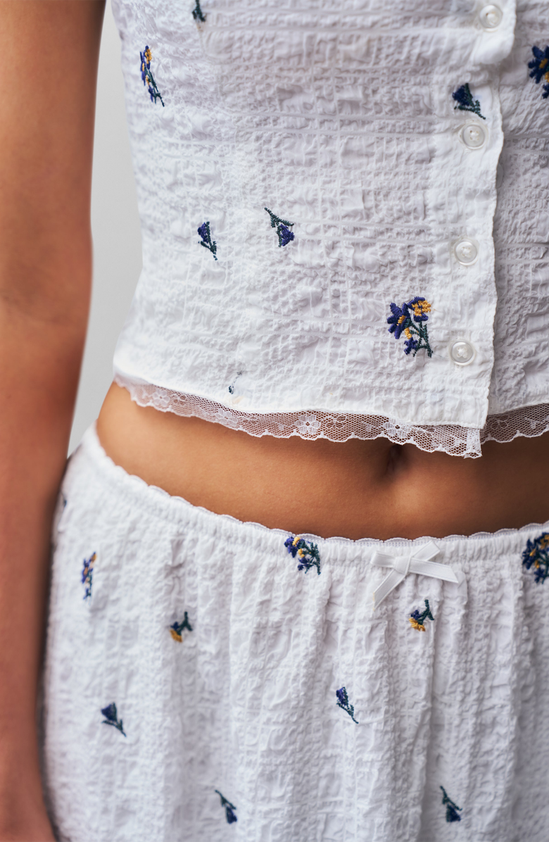 Guizio Aletta Seersucker Skirt, Alternate, color, Embroidered White