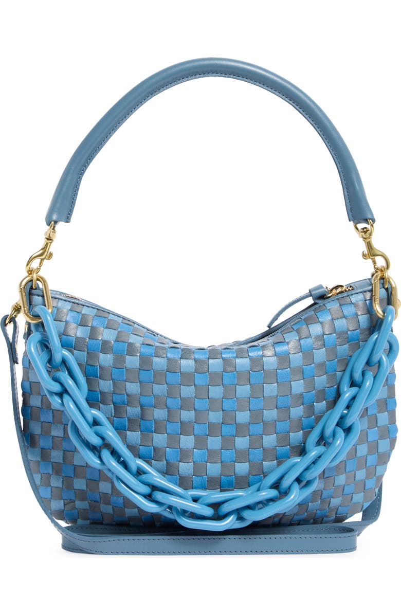 Clare V. Petit Moyen Woven Leather Messenger Bag, Main, color,