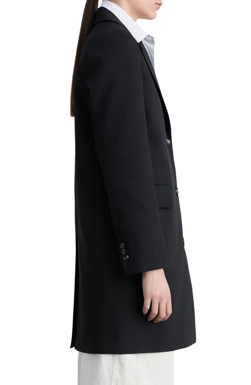 Shop Mango Cotton Blend Longline Blazer In Black
