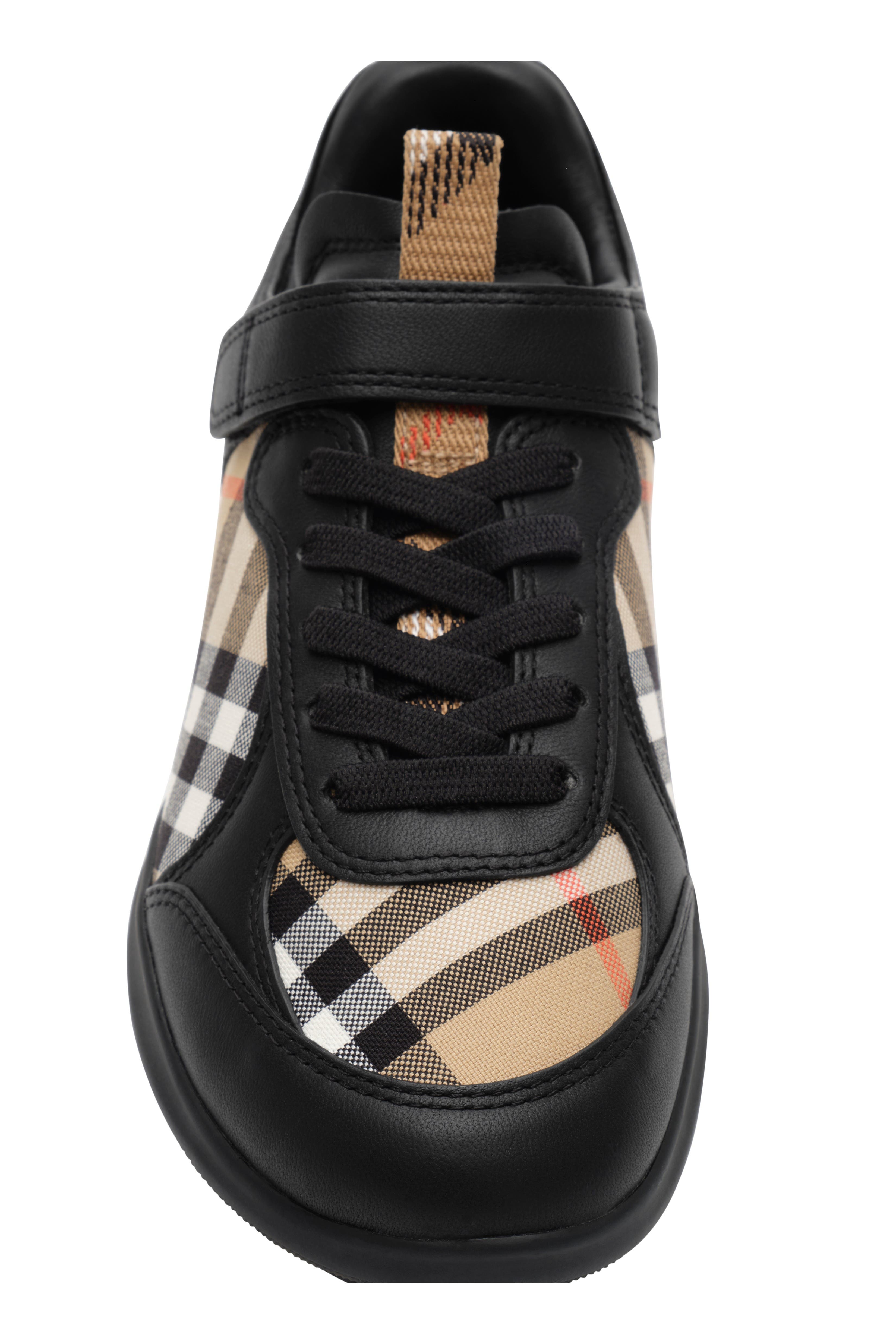 Check and Leather Matrix Sneakers, Alternate, color, Black