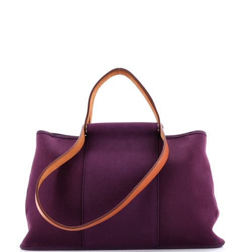 Pre-owned Hermes Hermes Cabag Elan Toile And Leather 39 In Purple