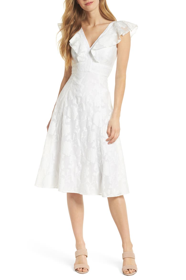 Susie Floral Organza Fit & Flare Dress, Alternate, color, WHITE