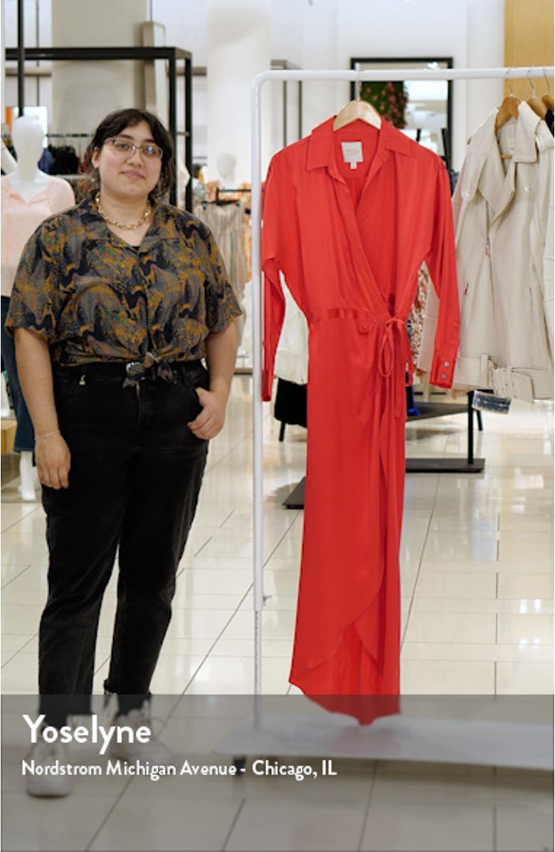 Nights at Hotel du Cap Long Sleeve Silk Wrap Shirtdress, sales video thumbnail